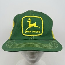 Vintage John Deere K Products Old Logo USA Green w/ Yellow Mesh Snapback Hat