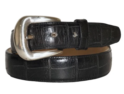 Vintage TWEEDS Black Embossed Leather Dress Belt MEDIUM - Image 1 of 4