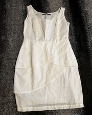 Womens medium Zara white sleeveless tiered form-fitting silhouette dress