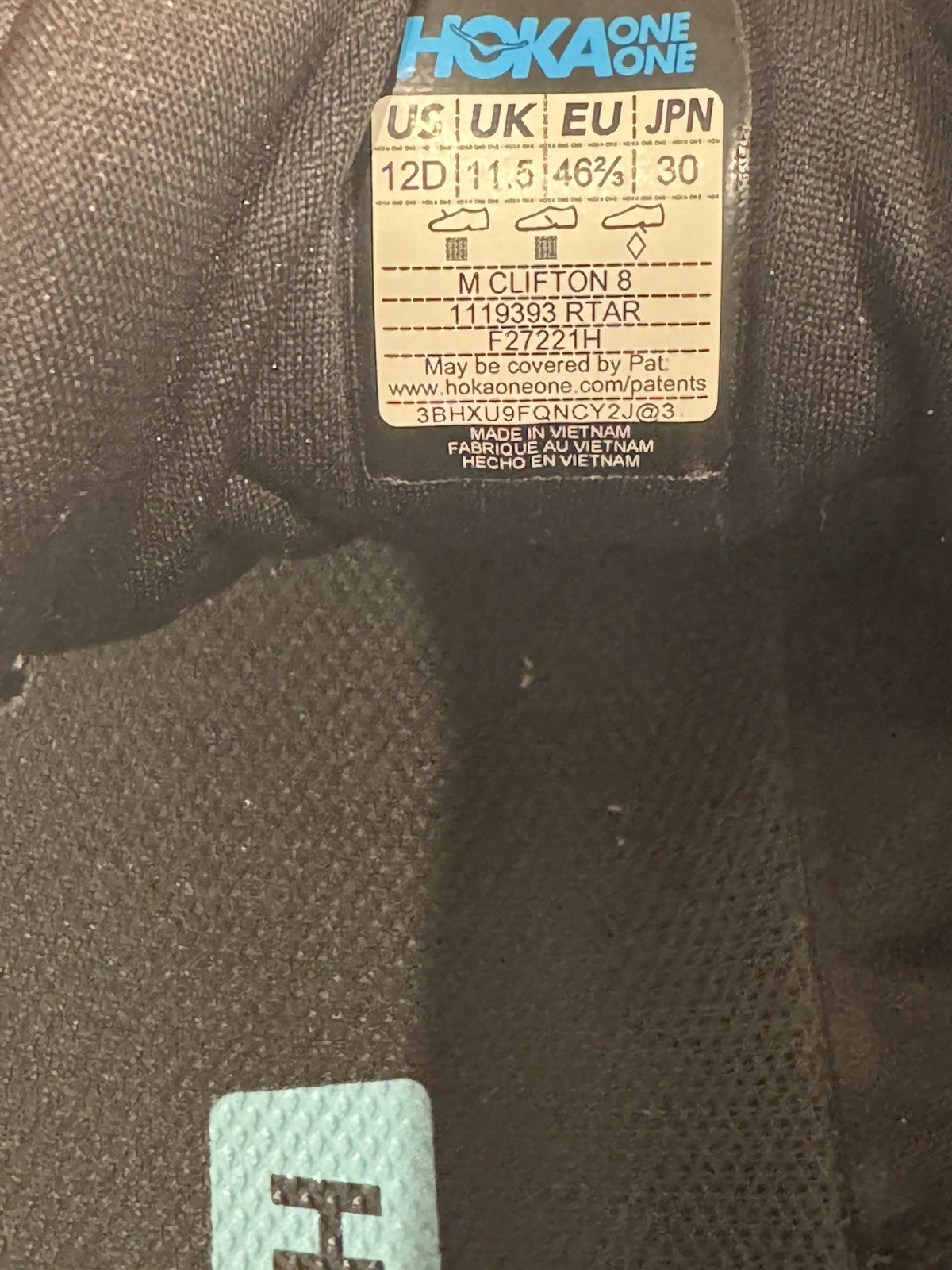 Hoka One One Clifton 8 Men’s Size 12 Blue White Running Shoes Replaced Insoles thumbnail 2