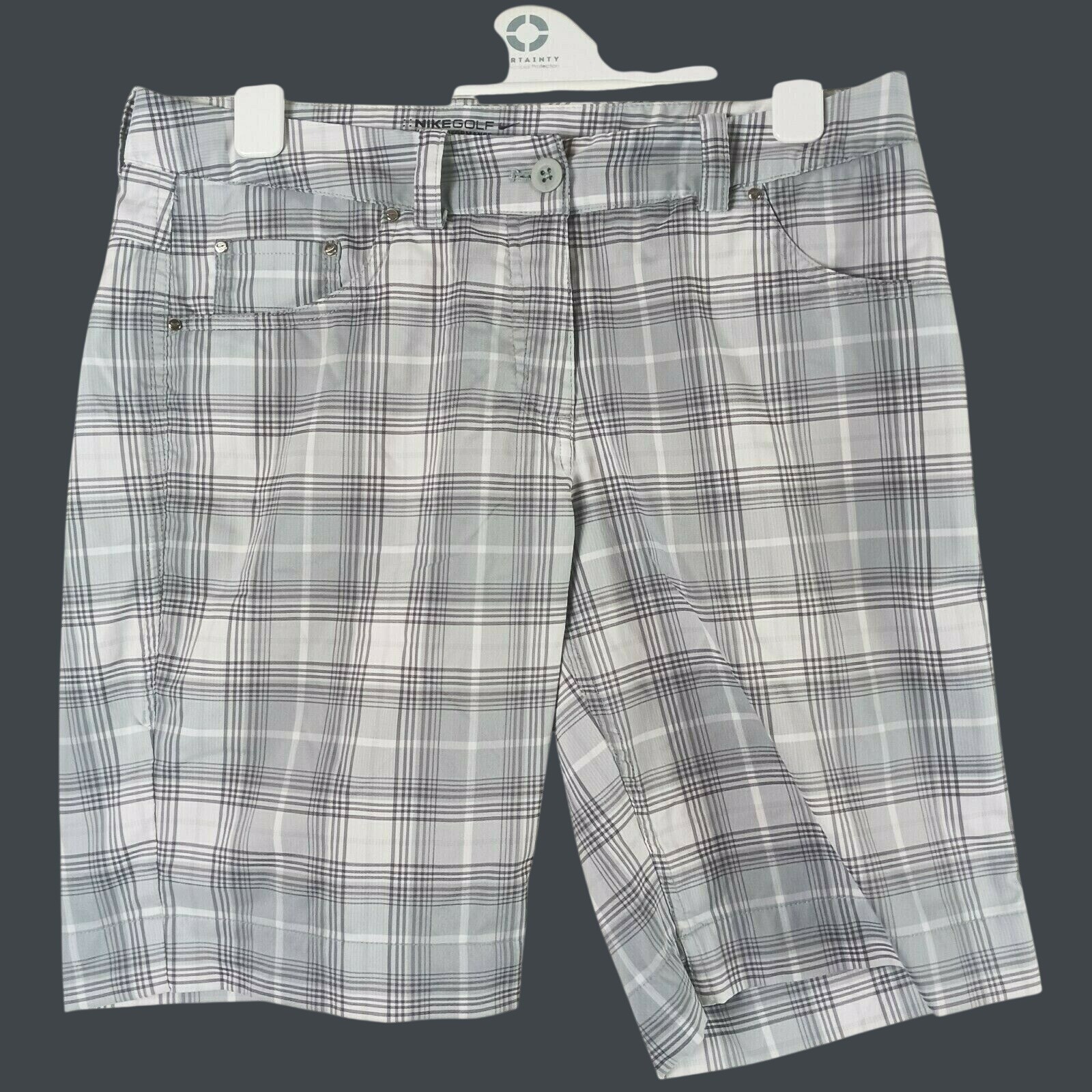 Nike Golf Dri Fit Plaid Shorts Womens 6 Gray Tour Performance Country Club