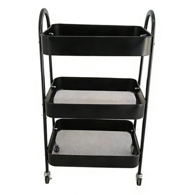 3Tier Carbon Steel Rolling Utility Cart Storage Trolley for Home Office Workshop