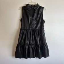 Fate Black Faux Leather Mini Dress Womens Large