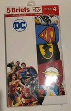 5 - Pack 100 Cotton Boys Briefs DC Super Hero Size 4 Underwear , Justice League