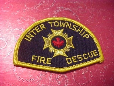 INTER TOWNSHIP CANADA FIRE DEPARTMENT PATCH SHOULDER SIZE NEW 3 X 2 1/4 INCH