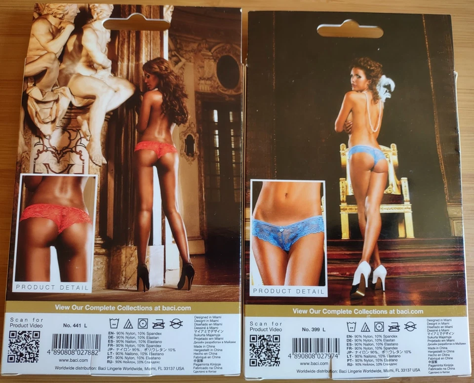 LOTE DE 2 pantalones cortos "botín corto" de encaje de tiro bajo 1 rojo y 1 azul grande Foto 2 de 4