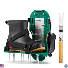 Heavy-Duty Lawn Aerator Shoes - Stainless Steel Spiked Sandals, Easy Install