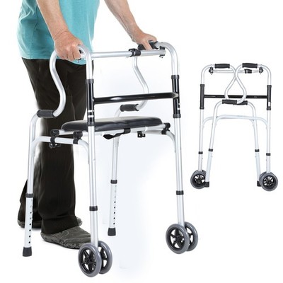 Rollator Walker Gehhilfe faltbar Stahl Leichtgewicht kompakt