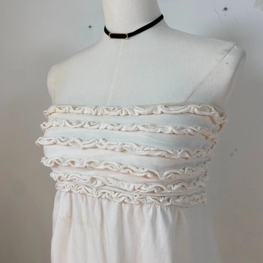 Xhilaration Womens Y2K Strapless Babydoll Top Size L Preppy Ruffled Cottagecore - Image 3 of 4