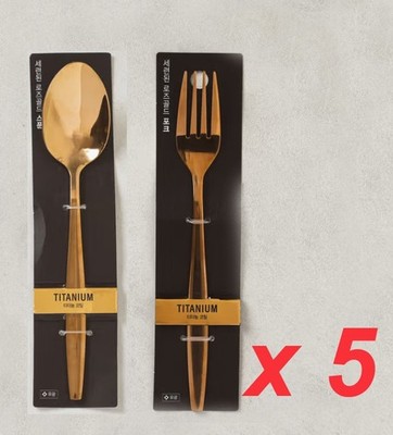 Rose Gold Titanium-Plated Stainless Steel Cutlery Fork Spoon Flatware 2P x 5 SET