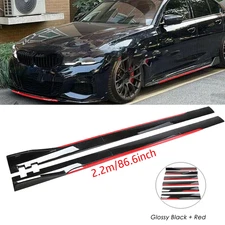 Glossy Black Look 86.6" Side Skirt Extension Spoiler Splitter For bmw 5 Serie