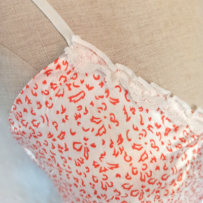 Träger Top Damen    Weiß Rot Seidenmischung W327N Größe -S/M- passt 36,38,S