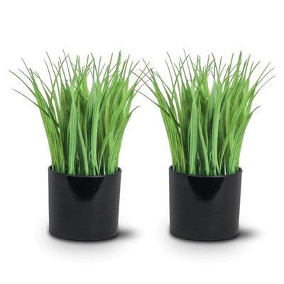 2 PCS Fake Potted Wheat Grass Artificial Greenery Indoor Bathroom Decor
