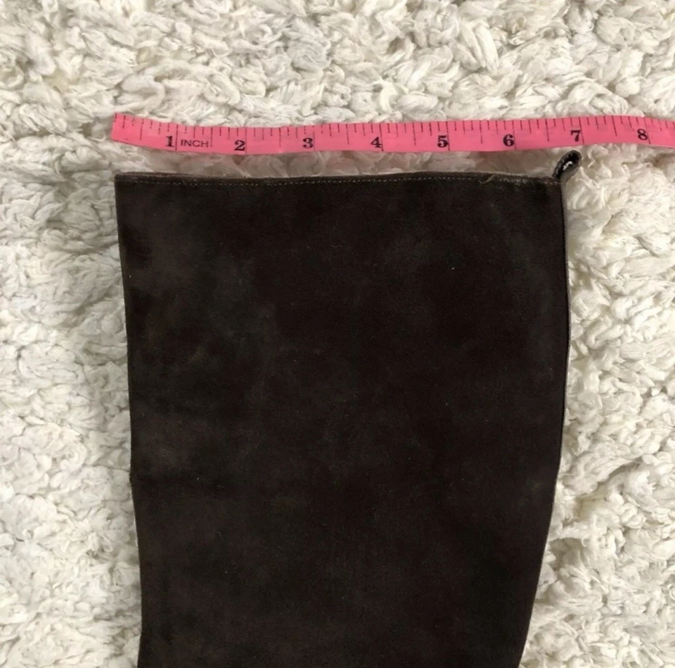 Botas hasta la rodilla de gamuza de cuero para mujer Nina hechas en Argentina marrón talla 7B Foto 3 de 4