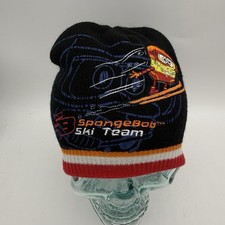 SpongeBob SquarePants Nickelodeon Beanie Blue Embroidered Knit Skull Cap VTG