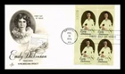 US COVER EMILY DICKINSON AMERICAN POET FIRST DAY ISSUE PLATE BLOCK ARTCRAFT