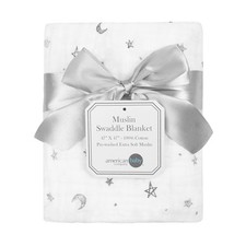 100 Cotton Muslin Swaddle Blanket, Soft, Breathable  Lightweight, Gray Star...