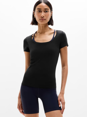 New Athleta M Transcend Scoop Tee Black Medium