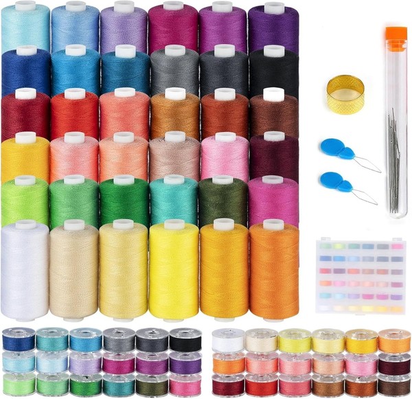 NäHgarn Set 72 StüCk 700 Yards 36 Farben Polyestergarn Mit Spulen FüR-image