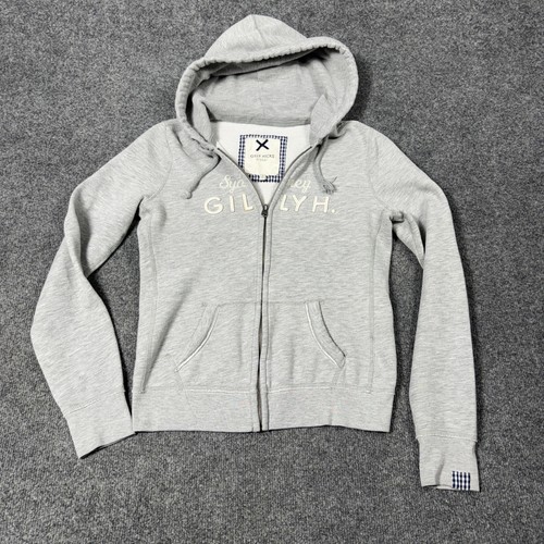 Gilly Hicks Hoodie Womens Medium Gray Full Zip Fleece Sweatshirt Sydney Logo