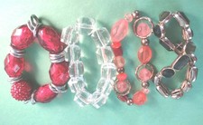 Set of 4 Colorful ACRYLIC Beaded Stretch Bracelets