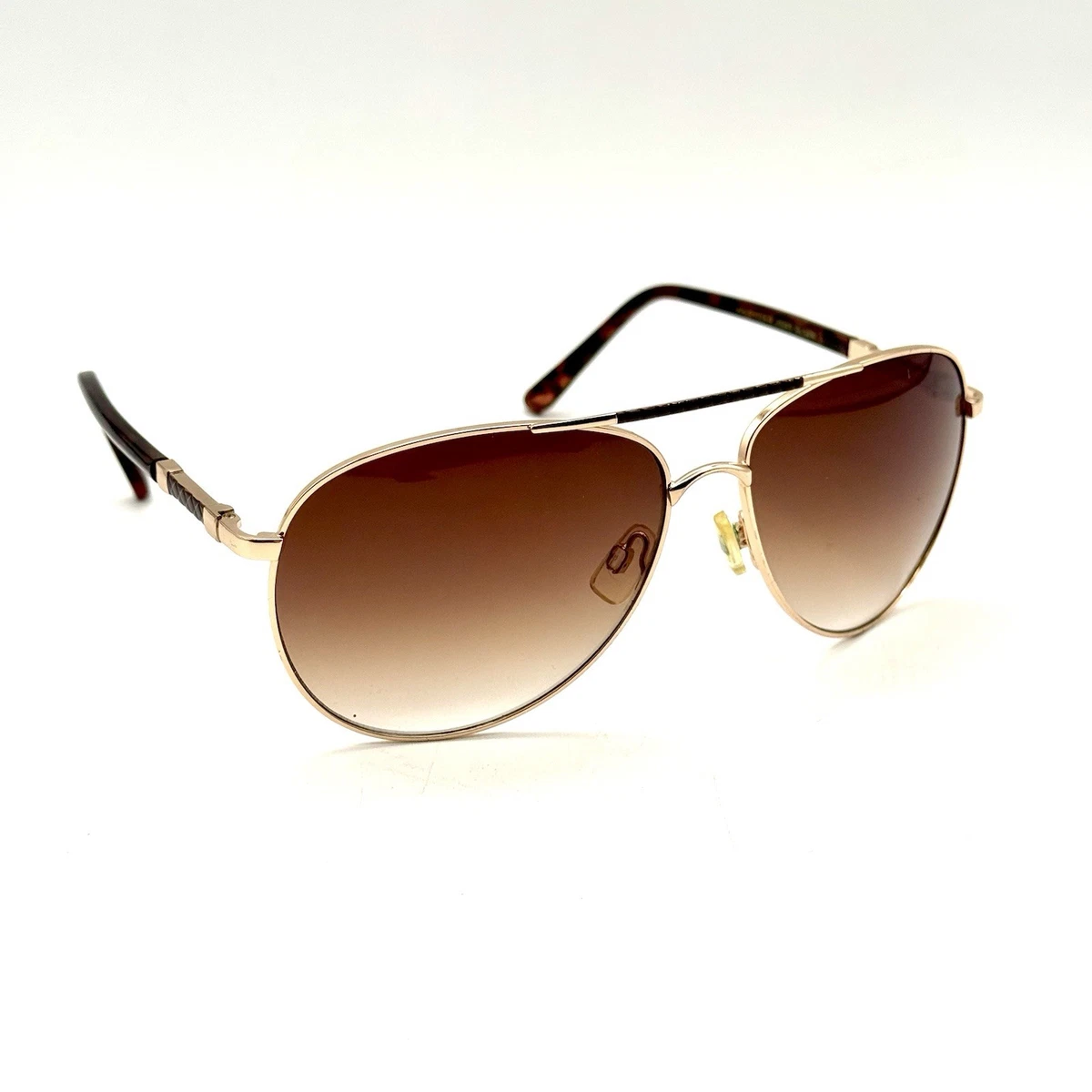 Jessica Simpson Rose Gold Frame Gradient Black-Brown Lens Aviator Sunglasses Modern Metal Aviator Sunglasses in Gold & Brown – Jessica  main image 2