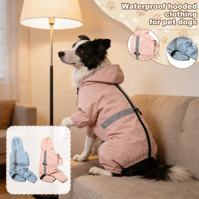 Dog Raincoat, All Inclusive Waterproof Hooded Four Legged Coat, Cat And Dog 