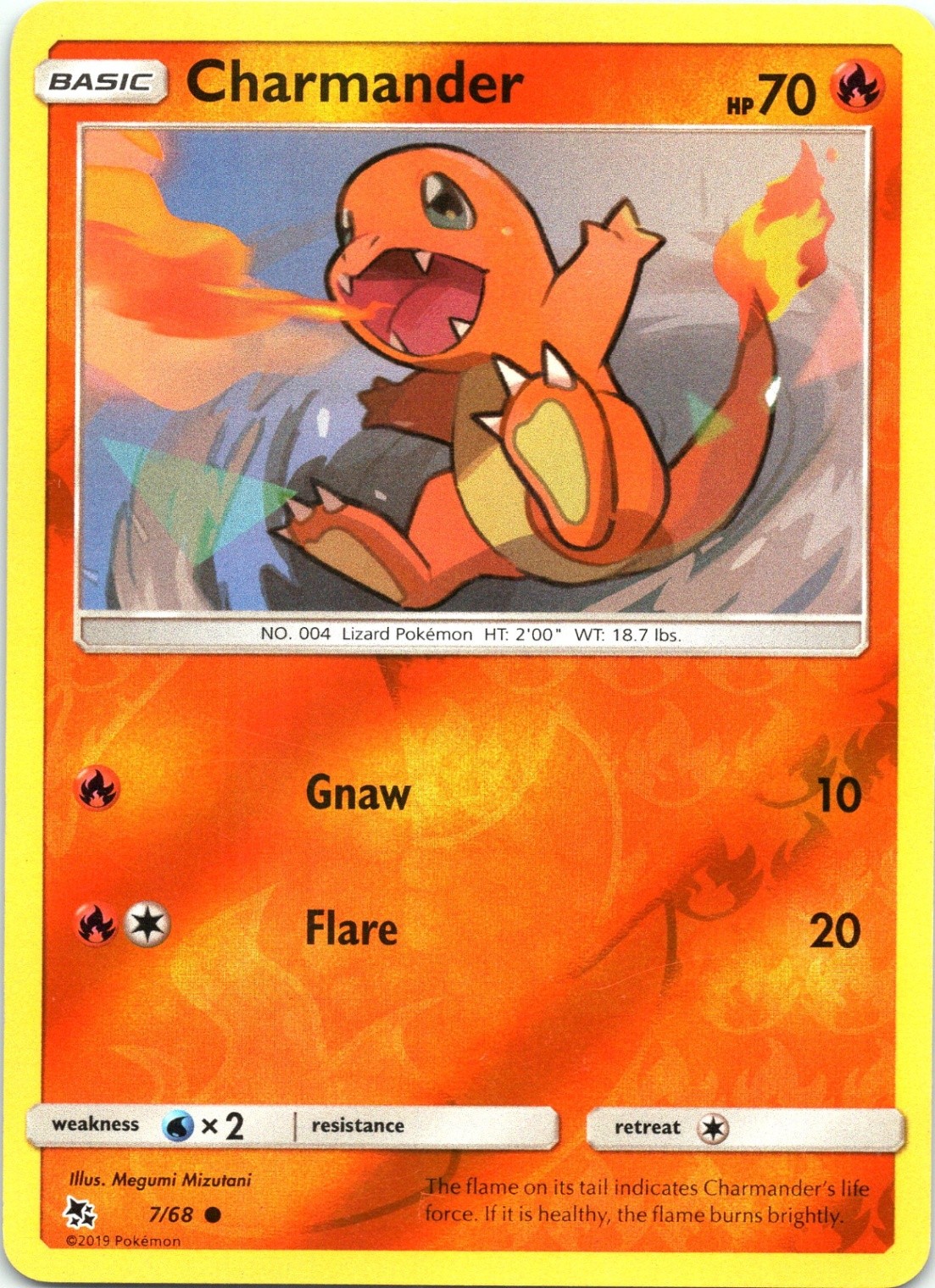 Charmander Common Hidden Fates 7/68 Reverse Holo LP
