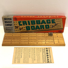 Vintage 1960's Milton Bradley 4626-A Cribbage Board Card Game Metal Peg Complete