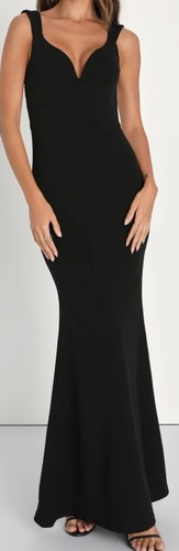 LULUS Alluring Temptation schwarz rückenfrei gerafft Meerjungfrau Maxikleid Größe LARGE - Bild 6 von 12