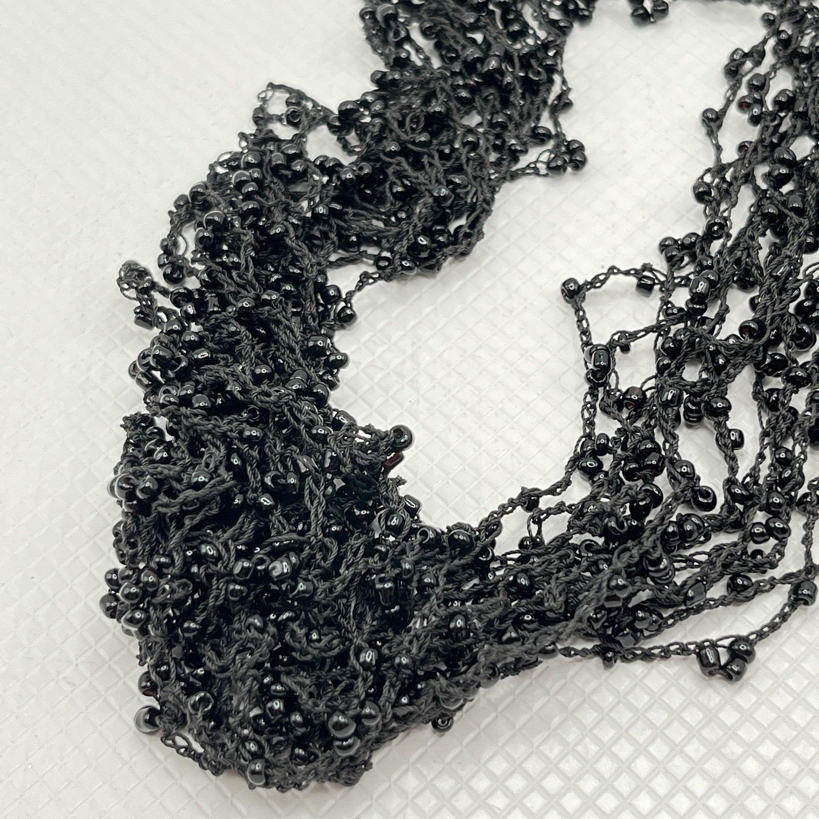 Black Confetti Scarf Necklace Solid Basic Black A… - image 5