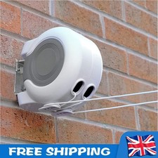 30m Washing Line Retractable Reel Home Double Clothes Line Wall Mounted UK NEW.*