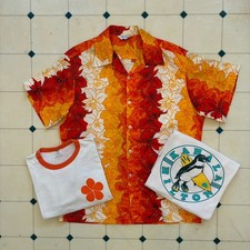 VTG 60s Loop Collar Barkcloth Hawaiian Shirt Bundle  Read Description