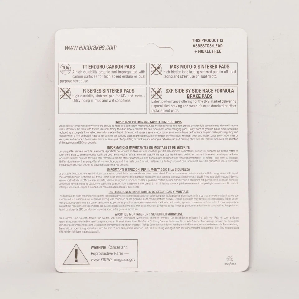 Pastilla de freno delantera EBC FA185TT Enduro/MX carbono TT GAS-GAS EC 300 Euro4 2018-2020 Foto 2 de 2