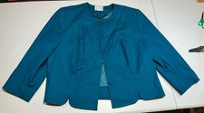 vtg Pendleton Wool Blazer Teal Blue Women 20W Shoulder Pads Suit Jacket USA MADE