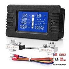 DC Multifunction Battery Monitor Meter, 0-200V 0-100A LCD Display Digital