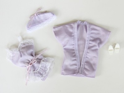 Vintage Barbie Fancy Frills Lingerie Bodysuit Robe Cap Hat Shoes Doll Outfit