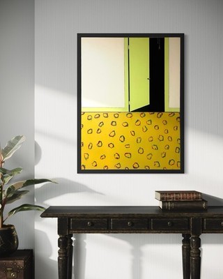 Abstract Modern Painting Wall Decor 'Study of a Green Door' Original