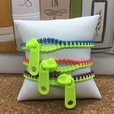 3 PC Fashion Bracelets Zipper Plastic 7.5" Assorted Colors New Free Ship 4006