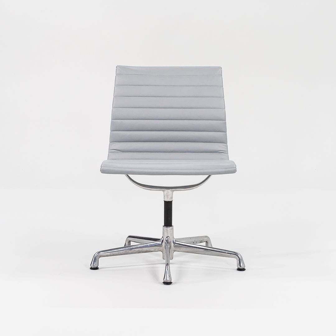 2010s Herman Miller Eames Aluminum Group Management Side Chair in Grey  Naugahyde