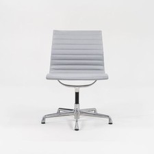 2010s Herman Miller Eames Aluminum Group Management Side Chair in Grey Naugahyde