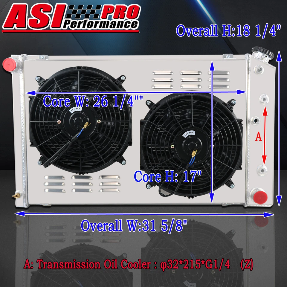 3Row Radiator+Shroud Fan Fit Chevy 70-81 Camaro 78-87 Monte Carlo G-Body Caprice Foto 4 de 4