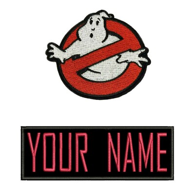 CHILD size Ghostbusters No Ghost 1 & Custom Name Tag Patch Set [Iron on backed]