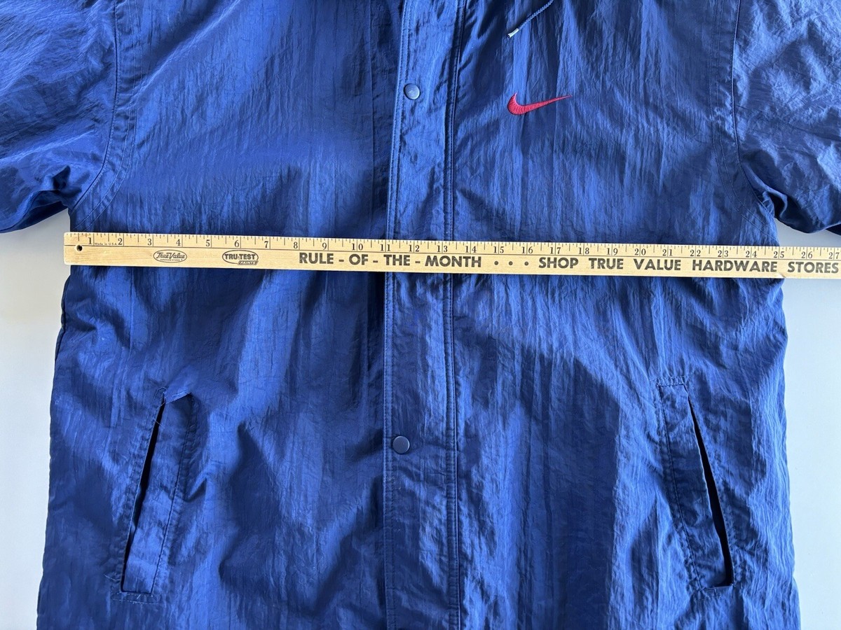 Vintage NIKE Jacket Mens Blue Stadium Parka Trench Coat Long
