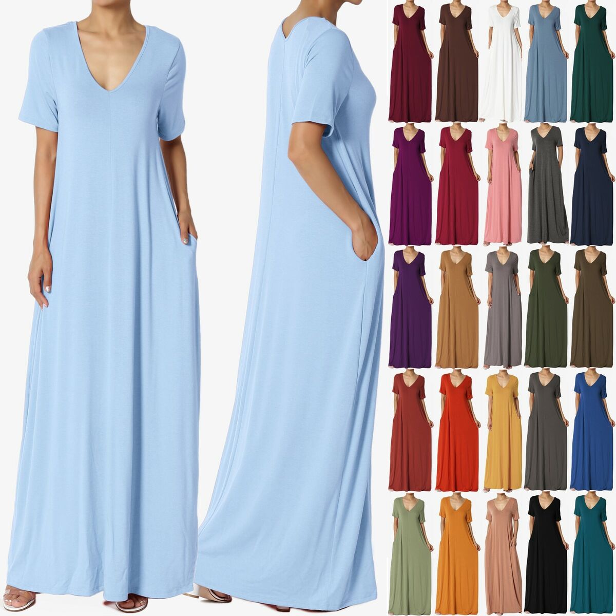 Short Sleeve Loose Pocket Maxi Dress Short Sleeve Loose Pocket Maxi Dress