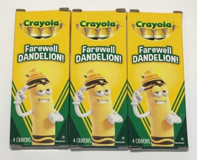 3 Boxes Of Crayola Farewell Dandelion 4 Crayons Pack Discontinued Color Rare New