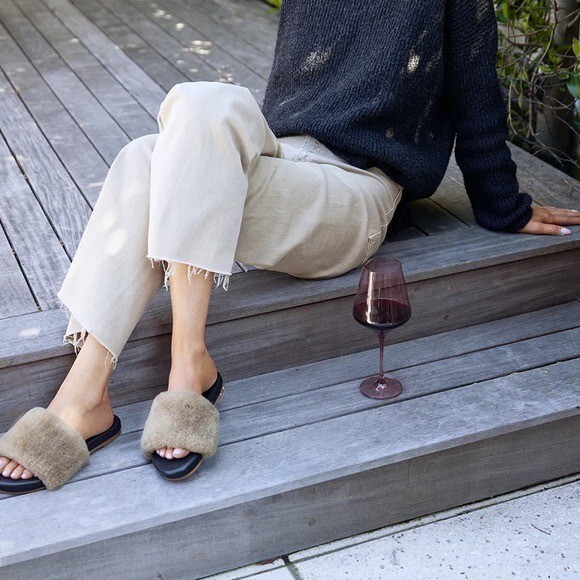 PANTOFOLA D’ORO Beek Baza sandalo slide shearling BRONZO NERO 7