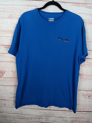 T-Shirt Columbia PFG Homme 2XL Bleu - Manches Courtes, Coton, Pêche