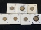 7 PC LOT SEATED 10C DIMES 1841- 1890 G-F.  6 FULL LIBERTY