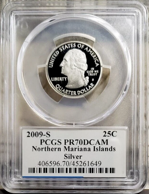 :2009 S S25C WASHINGTON NORTHERN MARIANA QUARTER PCGS PR 70 DCAM SILVER TOP POP - Image 2 of 2